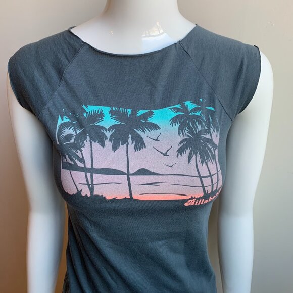 billabong charcoal grey scenic print t-shirt top - Picture 2 of 3